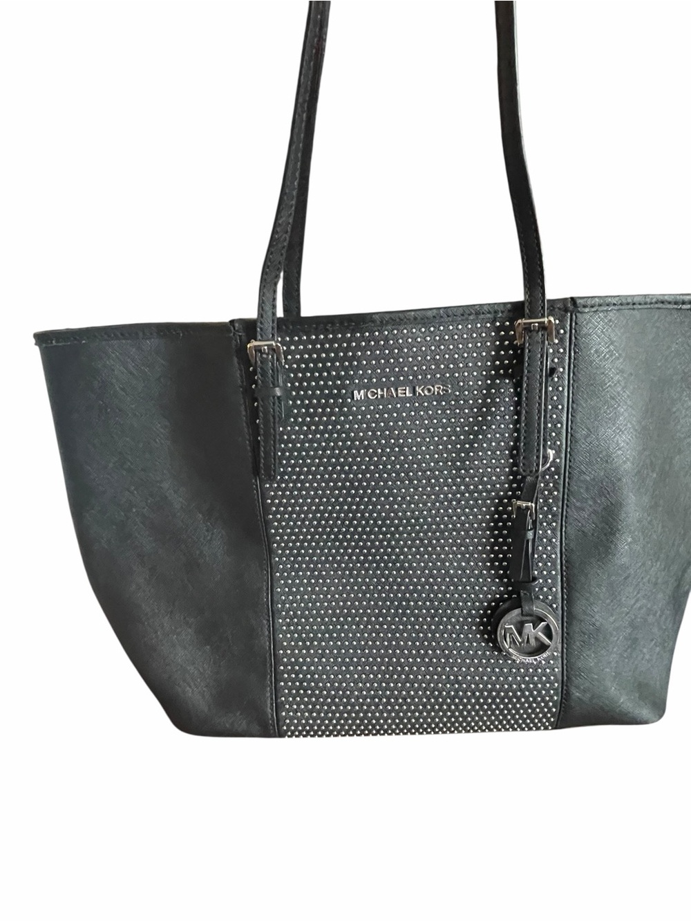 Michael Kors Black Studed Jet Set Travel Tote Bag